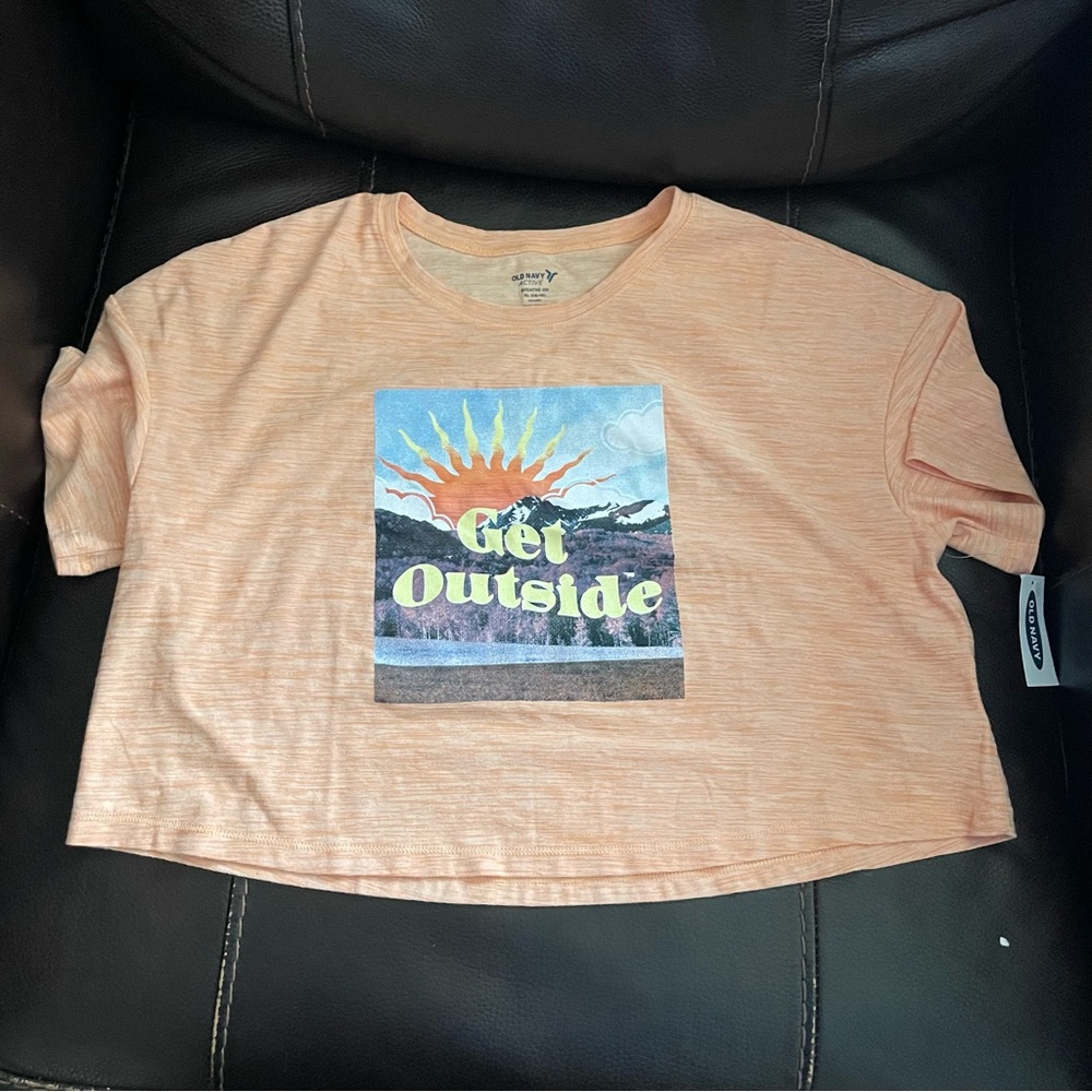 Old Navy Peach 'Get Outside' Kids Crop Top